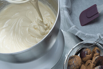 Properly prepared plum pie dough should have the consistency of thick sour cream, makes American plum pie