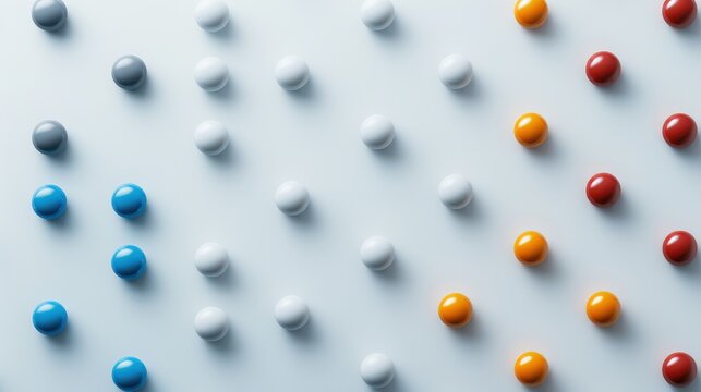 A scatter plot matrix with various colored dots representing data relationships on a white background
