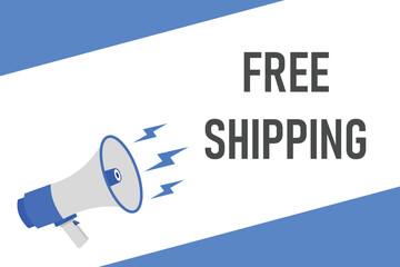 free shipping button, banner, label, template for website. free shipping text with colorful megaphone icon
