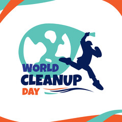 world cleanup day. hand vector that carries garbage. paper art. green. creative design.