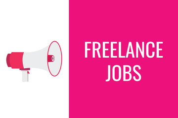 freelance jobs button, banner, label, template for website. freelance jobs text with colorful megaphone icon
