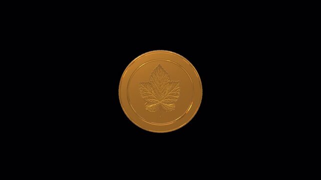 Golden Coin Flipping in Air. Coin Toss on Transparent Background. Decision. 4K