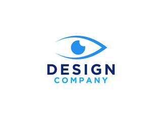 Obraz premium Abstract Fish Eye Logo. Blue Line Art Geometric Fish Symbol with Eyeball inside isolated on White Background. Usable for Business and Technology Logos.