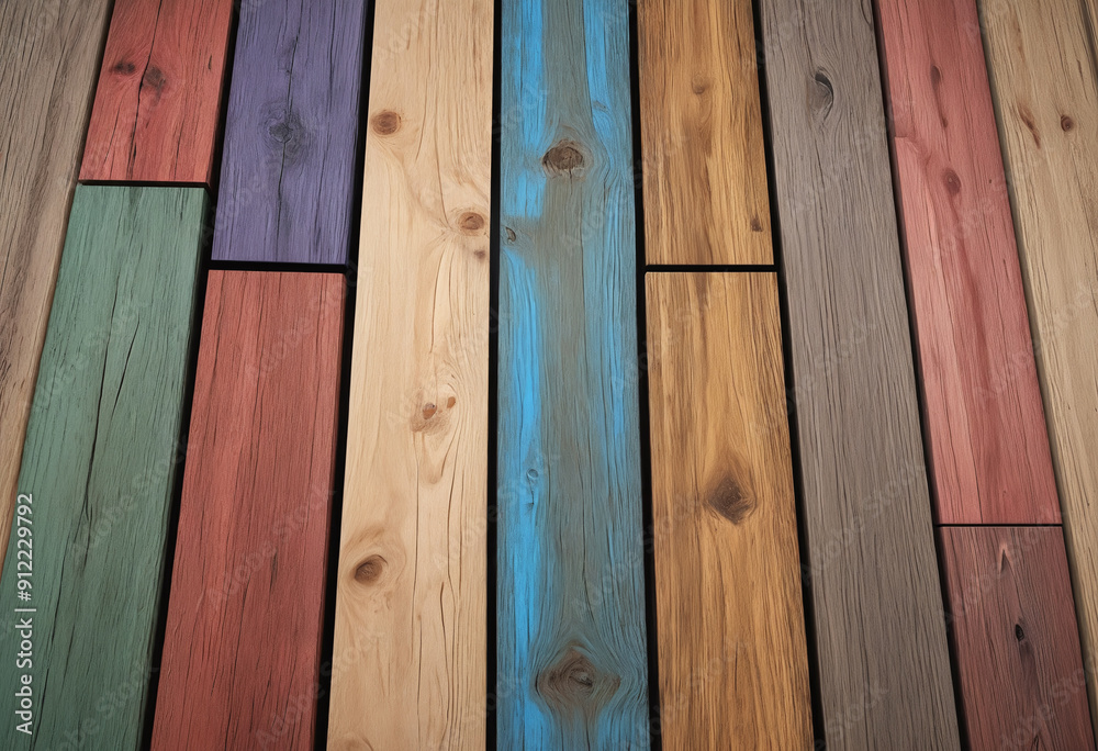 Poster stock image of timber planks of different colors