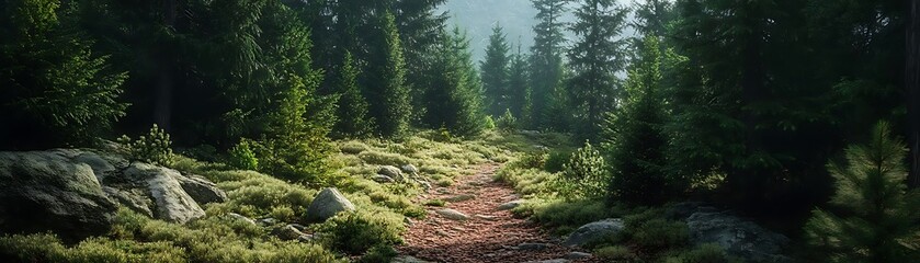 Forest Path 3D Illustration