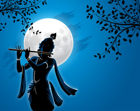 vector illustration of Happy Krishna Janmashtami , birthday of lord Krishna , Hindu festival celebration in India.