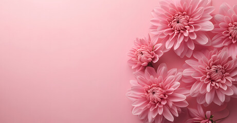 Fototapeta premium Pink Chrysanthemum flower isolated on pink background design with copy space design
