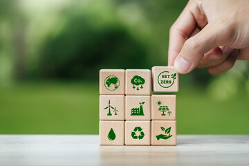Net zero and carbon neutral concept. Net zero greenhouse gas emissions target. Climate neutral long...