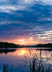 sunset over the lake, Treton