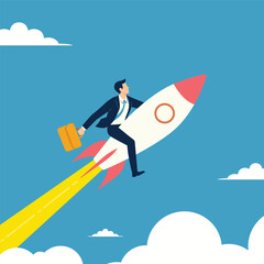 Fototapeta premium Startup launch project or improvement business concept vector illustration