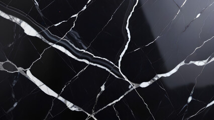 Elegant black marble background with intricate white veining ideal for luxurious interior decor