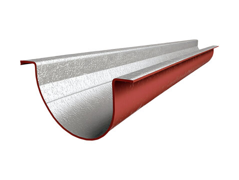 Rain gutter section isolated on transparent or white background