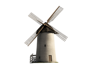 Windmill isolated on transparent or white background