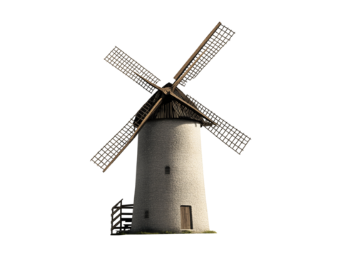 Windmill isolated on transparent or white background
