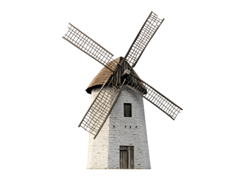 Windmill isolated on transparent or white background