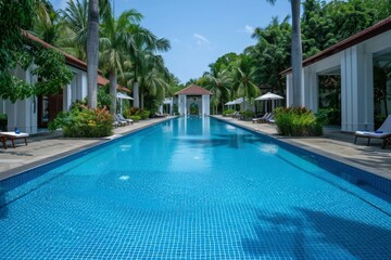 Fototapeta premium Resort booking with an ideal location, providing easy access to key attractions and offering a perfect blend of convenience and relaxation for an unforgettable stay.