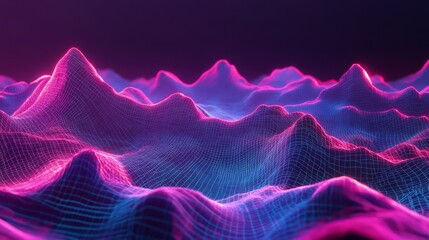 3D Neon Grid Abstract Background - Glowing Intersections | Stock Image