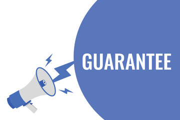 guarantee button, banner, label, template for website. guarantee text with colorful megaphone icon
