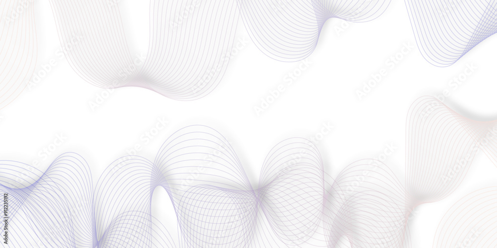 Poster Smooth wave abstract vector background with shadow. background image with dynamic curves.Abstract purple futuristic blend waves lines technology background and sound wave lines on white background.