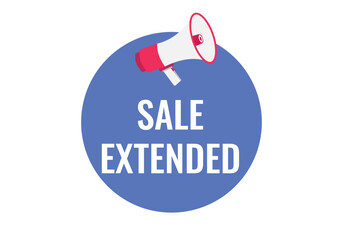 sale extended button, banner, label, template for website. sale extended text with colorful megaphone icon
