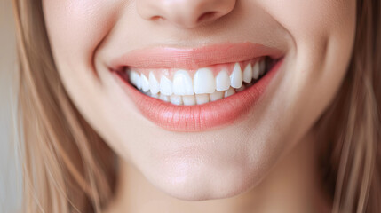 Woman smiling showing healthy white teeth after dentist visit