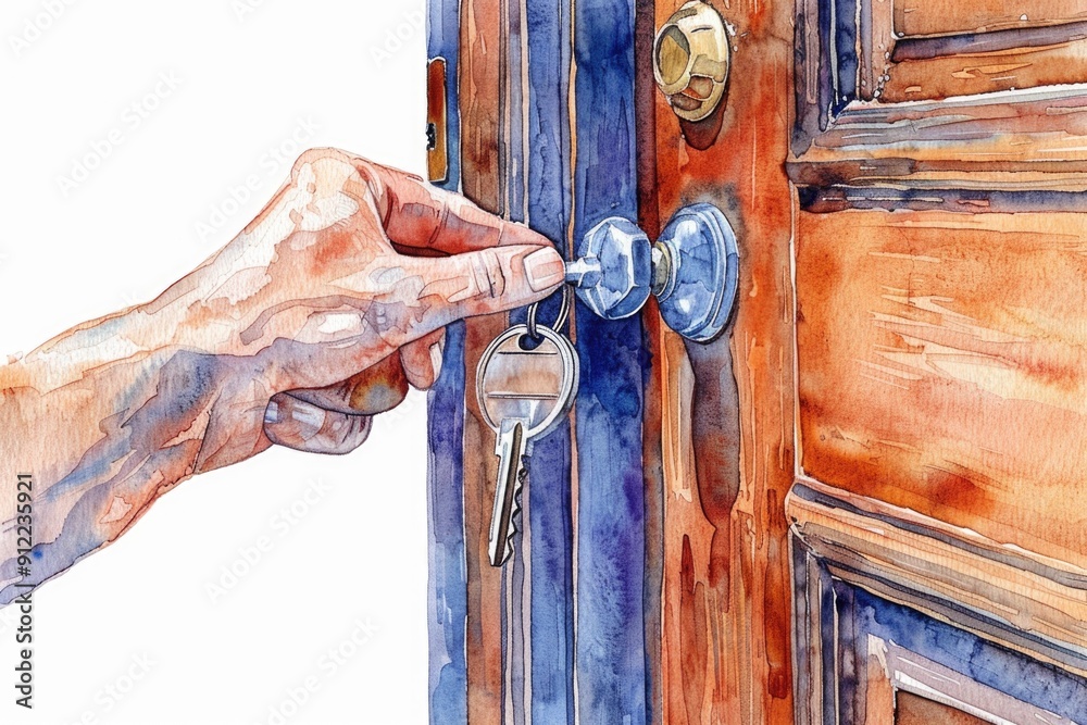 Poster A person is opening a door using a key, potentially unlocking new opportunities or finding a hidden space