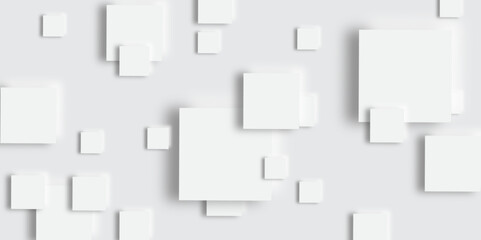 Fototapeta premium Abstract background with grey tone of many square and rectangles shapes on white background with decorative elements in Neomorphs style with copy space. You can use for add, poster, design artwork.