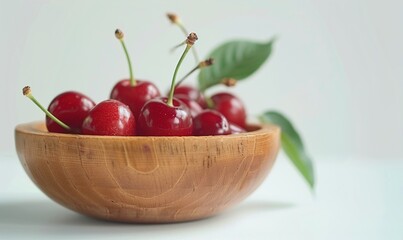 Fresh red cherry fruit plants on a white background are suitable for template Generate AI