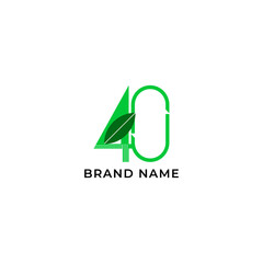 ILLUSTRATION 40th ANNIVERSARY WITH LEAF GREEN COLOR DESIGN SIMPLE TEMPLATE LOGO ICON LABEL VECTOR