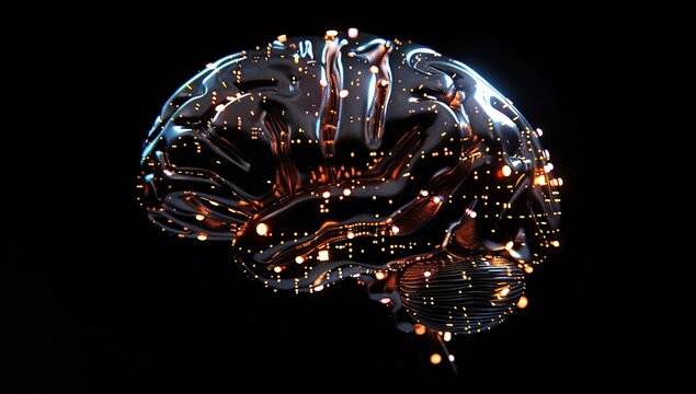A human brain made of digital data and circuitry