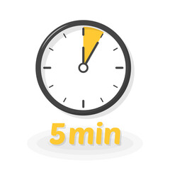 5 min icon. Clock icon. Flat style. Vector icon.
