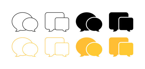 Message bubble set icons. Flat and silhouette style. Vector icons.