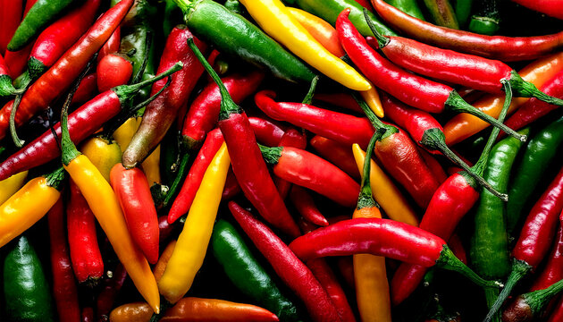 Random of variety colorful chilli pappers.