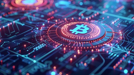 Fototapeta premium Futuristic Bitcoin Digital Currency Concept