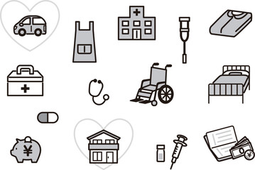 保険に関するアイコンのセット