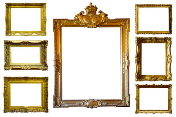 beautifully decorated, unique and antique gold picture frame