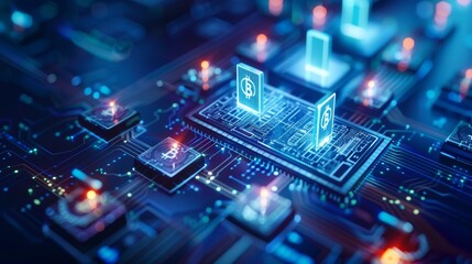 Obraz premium Digital Cryptocurrency Blockchain Technology Concept