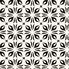 Simple minimalist geometric seamless pattern. Abstract monochrome minimal background with small floral shapes. Subtle repeat design for decor, print.