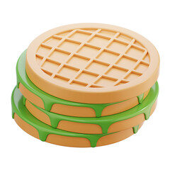 MATCHA WAFFLE 3D ICON ILLUSTRATION