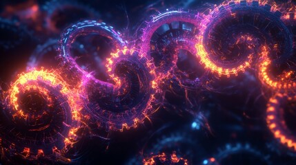 3D Abstract Background: Rotating Mechanical Gears -  Download