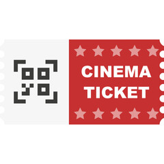 Cinema Ticket, Movie Show Ticket Flat Icon