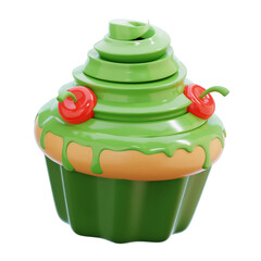 MATCHA CUPCAKE 3D ICON ILLUSTRATION