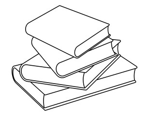 Monochrome icon. Stack of books, pile of books. Logo in line style isolated on transparent background. Vector illustration