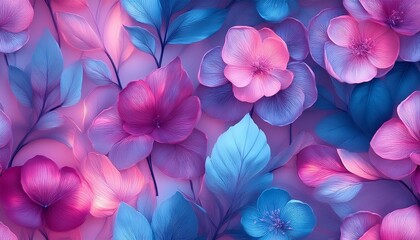 Sweet Pink-Blue Floral Prints: Seamless Pattern for Fabric and Wallpaper