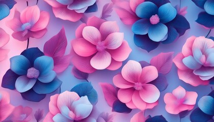 Sweet Pink-Blue Floral Prints: Seamless Pattern for Fabric and Wallpaper