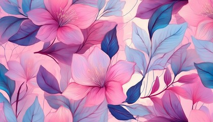 Sweet Pink-Blue Floral Prints: Seamless Pattern for Fabric and Wallpaper