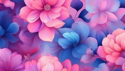 Sweet Pink-Blue Floral Prints: Seamless Pattern for Fabric and Wallpaper