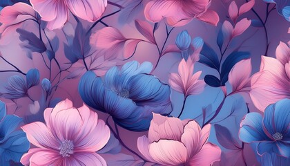 Sweet Pink-Blue Floral Prints: Seamless Pattern for Fabric and Wallpaper