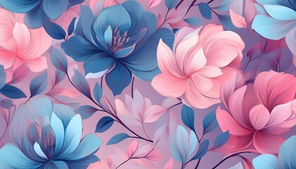 Sweet Pink-Blue Floral Prints: Seamless Pattern for Fabric and Wallpaper