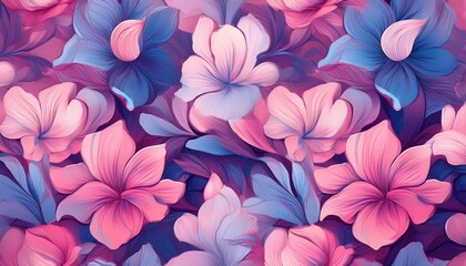 Sweet Pink-Blue Floral Prints: Seamless Pattern for Fabric and Wallpaper